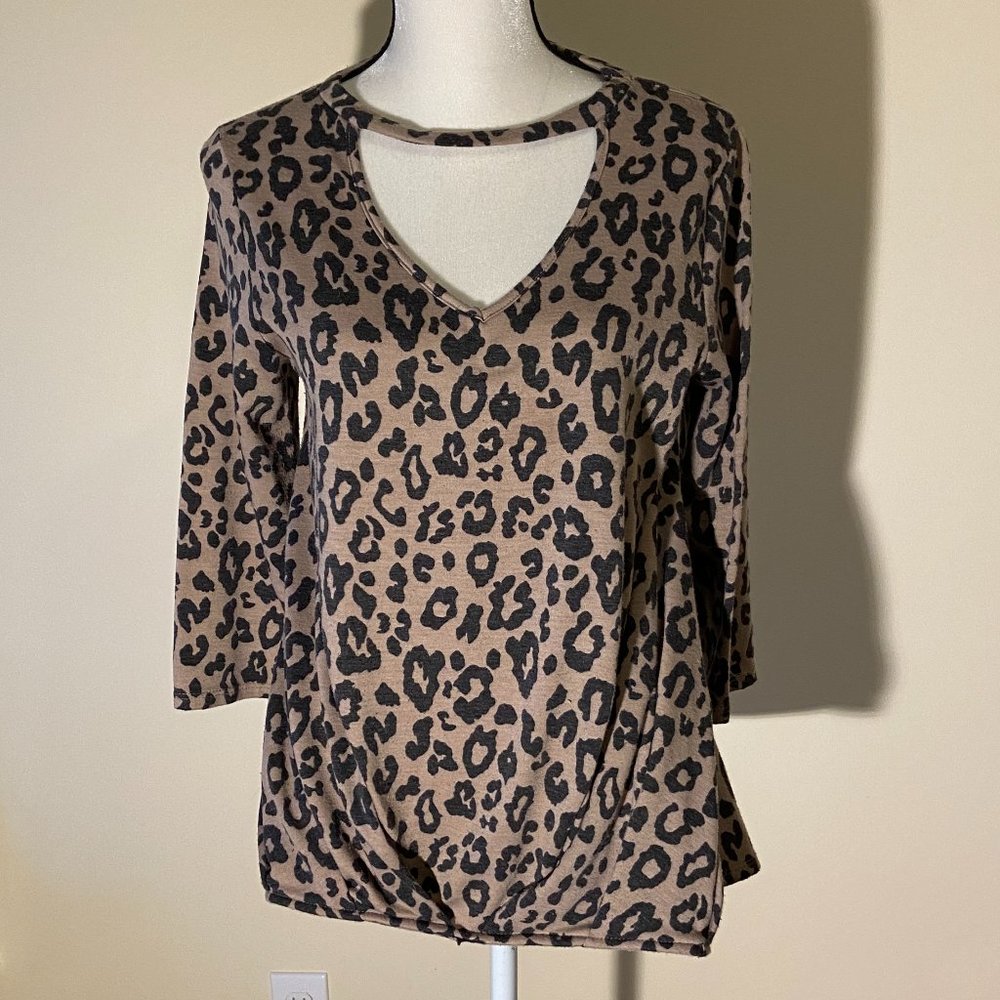 Leopard Print Cut Out Blouse